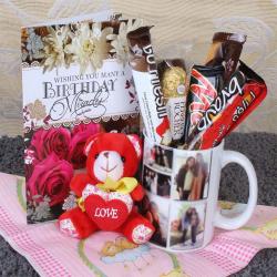 Send Birthday Card with Personalize Mug and Soft Toy To Goa