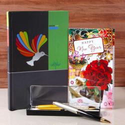 New Year Gift Hampers - Diary Book with Pen Holder For New Year Gifting