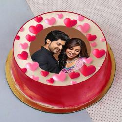Strawberry Cakes - Personalised Photo Cake For Couple