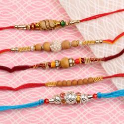 Set Of 5 Rakhis - Set of Five Beads Rakhi