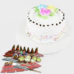 Round Vanilla Cake and Diwali Fire crackers