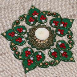 Birthday Home Decor - Green Shaded Artificial Diwali Rangoli