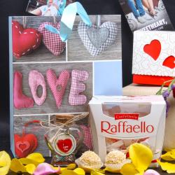 Anniversary Romantic Gift Hampers - Raffaello Chocolate and Personalized Message Love Bottle Hamper