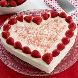 Anniversary Eggless Cakes - Heart Shape Eggless Strawberry Cheese Cake