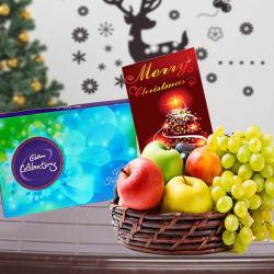 Send Christmas Gift Cadbury Celebrations Chocolate with Fruits and Christmas Card To Chennai