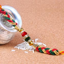 Handmade Rakhis - Rakhi with Colorful Zardosi work and Beads