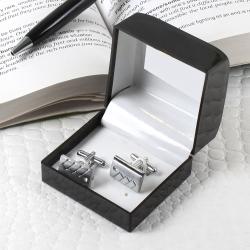 Gifts for Him - Rectangle Shape Silver Cufflinks