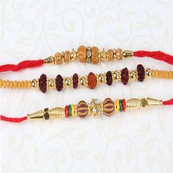 Set Of 3 Rakhis - Three Gracious Rakhi of Colorful Designer Beads