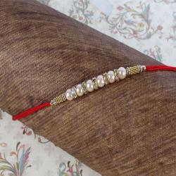 Pearl Rakhis - Diamond Ring with Pearl Beads Rakhi
