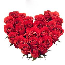 Heart Shape Arrangement - 30 Red Roses In Heart Shape Basket