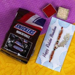 Single Rakhi Combos - Snickers Miniature Chocolate Rakhi Gift Combo