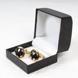 Belts and Cufflinks - Golden Frame Black Line Cufflinks