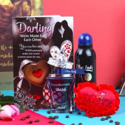 Exclusive Gift Hamper for Girl - Rasasi Lincontournable Blue Lady Combo with Small Love Heart and Greeting Card