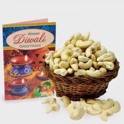Basket of Cashew Nut with Diwali Card