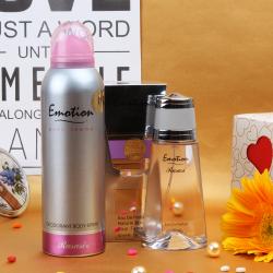 Return Gifts for Sisters - Rasasi Emotion Perfume and Deodorant Combo