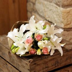 Anniversary Gifts for Son - Fragranceful Lilies with Pink Roses