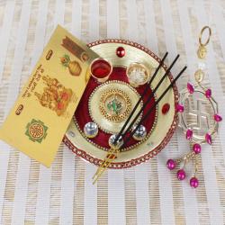 Diwali Pooja Thali - Ganesha Mukh Diamond Designer Diwali Thali Hamper