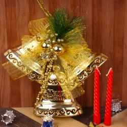 Christmas Decoration - Pillar Candles with Christmas Bells