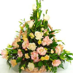 Basket Arrangement - Pyramid Shape Arrangement  Of Flowers