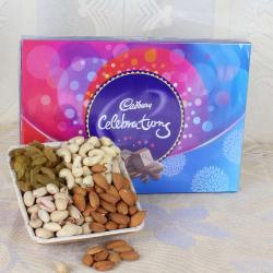 Teachers Day - Cadbury Celebration Chocolate with 400 Grams Assorted Dry Fruits Box Express Delivery