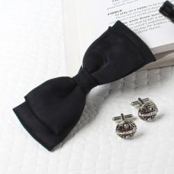 Fashion Hampers - Black Bow Tie with Royal Cufflinks