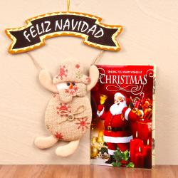 Christmas Decoration - Spanish Merry Christmas Banner with Snowmen Face Bunny