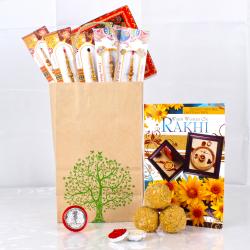 Rakhi With Cards - Rakhi Gifts Goodies Bag For Brothers