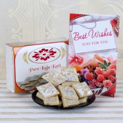 Kaju Katli - Super Delicious Kaju Sweet with Best Wishes Card