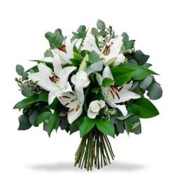 Condolence Flowers - Bouquet Of White Lilies