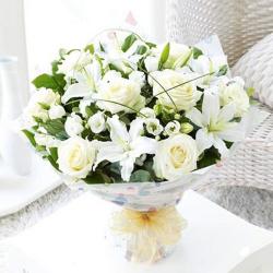 Missing You Flowers - White Flowers Bouquet
