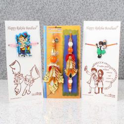 Rakhi Family Set - Bhaiya Bhabhi with Cartoon Rakhi Family Combo