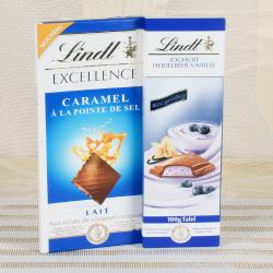Imported Bars and Wafers - Lindt Excellence Caramel with Lindt Heldelbeer Vanille