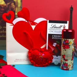 Send Armaf Enchanted Pearl Perfume and Lindt Chocolate with Love Heart Combo for Her To Nizamabad