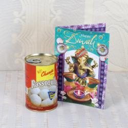 Diwali Greeting Cards - Diwali Greeting and Rasgulla Sweets