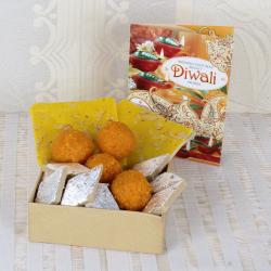 Diwali Crackers - Assorted Indian Sweets with Diwali Greeting Card