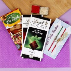 Send Rakhi Gift Combo of Lint Excellence Chocolates and Two Rakhis To Bangalore