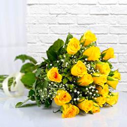 Birthday Gifts For Friend - Eighteen Yellow Roses Bouquet