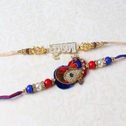 Premium Rakhis - Krishna and Peacock Design Rakhi Set