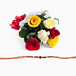 Send Rakhi Gift Rakhi with Exotic Roses To Ahmedabad
