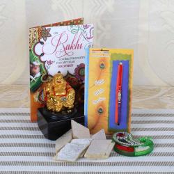 Rakhi With Cards -   Kaju Katli Buddha Rakhi