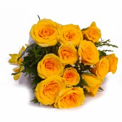 Birthday Gifts For Friend - Brighten Yellow Dozen Roses Bouquet