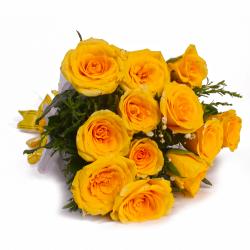 Gifts For Friends - Brighten Yellow Dozen Roses Bouquet