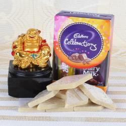 Send Anniversary Gift Laughing Buddha and celebration Pack with Sweets To Bhubaneshwar