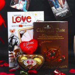 Anniversary Greeting Card Combos - Chocolate Dates Almond Valentine Hamper
