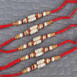 Set Of 5 Rakhis - Five Set of Shining Attractive Beads Rakhi