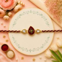 Rakhi Designs - Teardrop Shape Kundan Rakhi