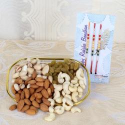 Rakhi Gifts for Brother - Set of Three Loose Rakhi and 500 Gms Dry Fruits