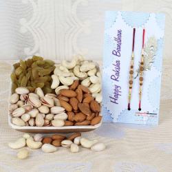 Rakhi Gifts for Brother - Set of Two Rakhi with Dry Fruits