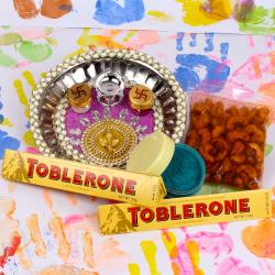 Holi Bhaidooj Tikka - Holi Pooja Thali with Toblerone Chocolates