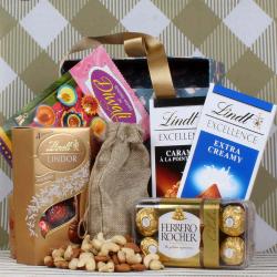 Diwali Corporate Gifts - Lindt Rocher and Dryfruit hamper for diwali